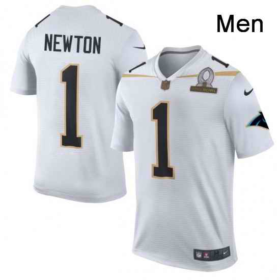 Mens Nike Carolina Panthers 1 Cam Newton Elite White Team Rice 2016 Pro Bowl NFL Jersey